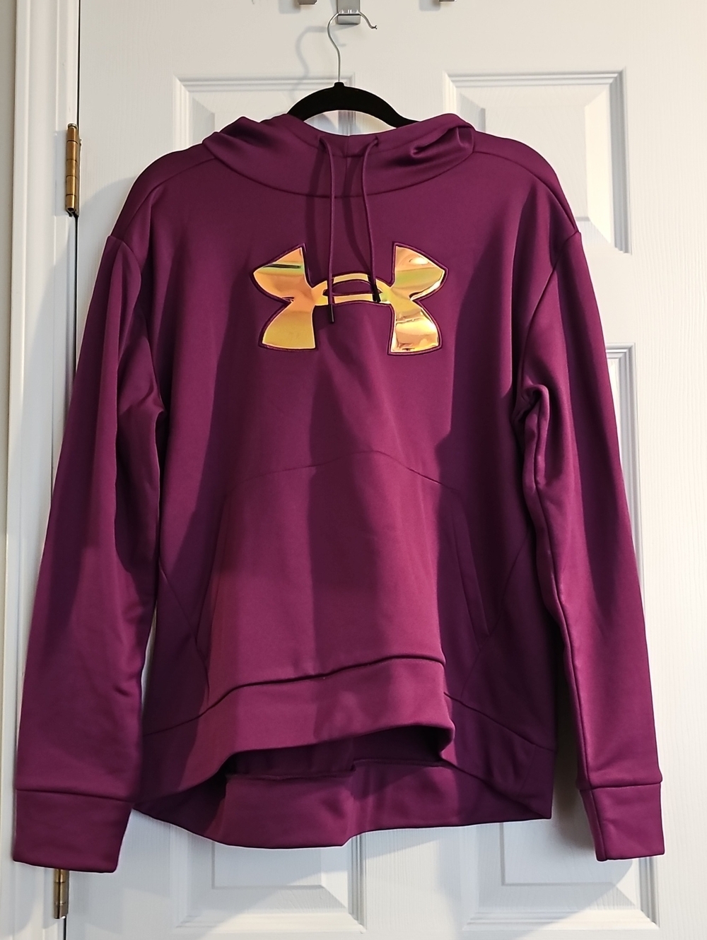 Under Armour Women's Magenta Hoodie with Metallic Gold Logo